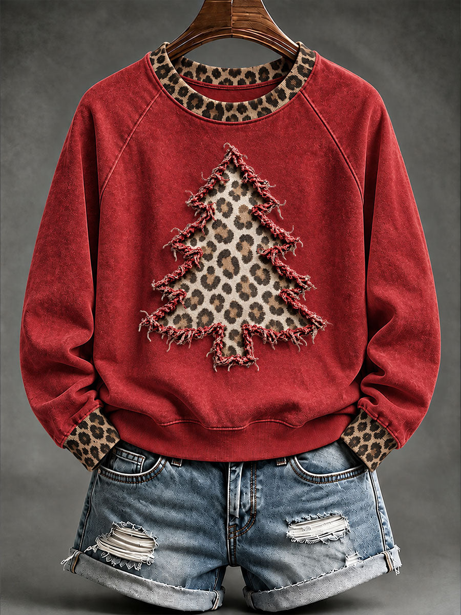 Women's Christmas Tree Print Raglan Sleeve Sweatshirt
