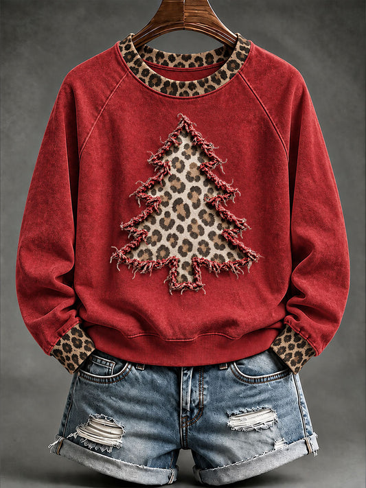 Women's Christmas Tree Print Raglan Sleeve Sweatshirt