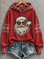 Women's Christmas Santa Print Hoodie
