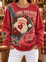 Women's Christmas Santa Claus printed Regular Sweatshirt