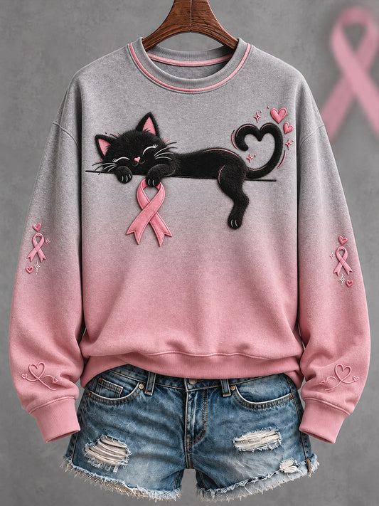 Women's Breast Cancer Awareness Pink Art Printed Sweatshirt