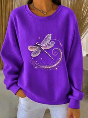 Women's Purple Art Print Casual Sweatshirt