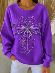 Women's Purple Art Print Casual Sweatshirt