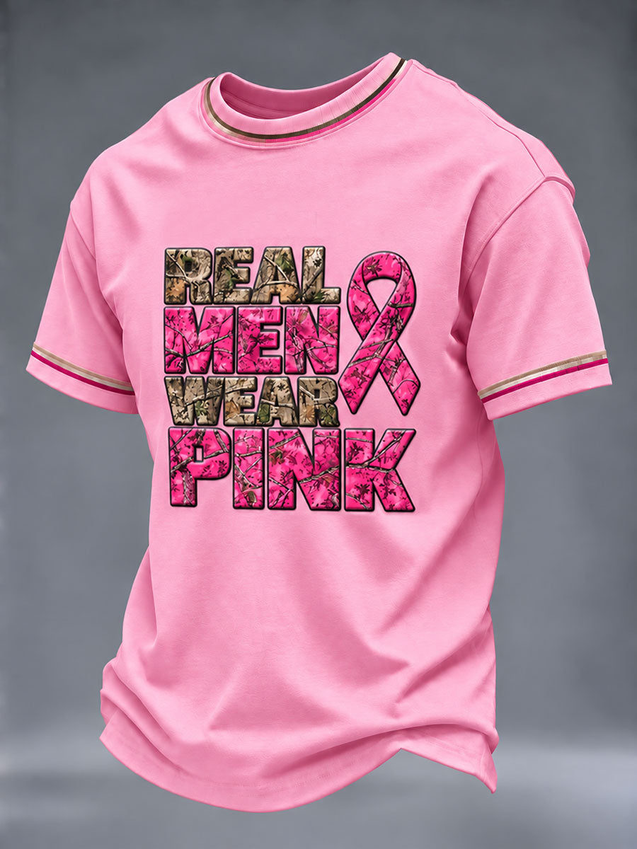 Men's Breast Cancer Awareness Real Men Wear Pink Short Sleeves T-Shirt