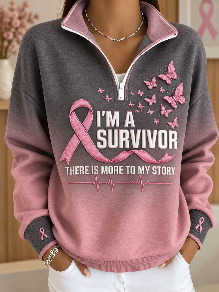 Women's Breast Cancer Awareness Floral Art Printed Sweatshirt