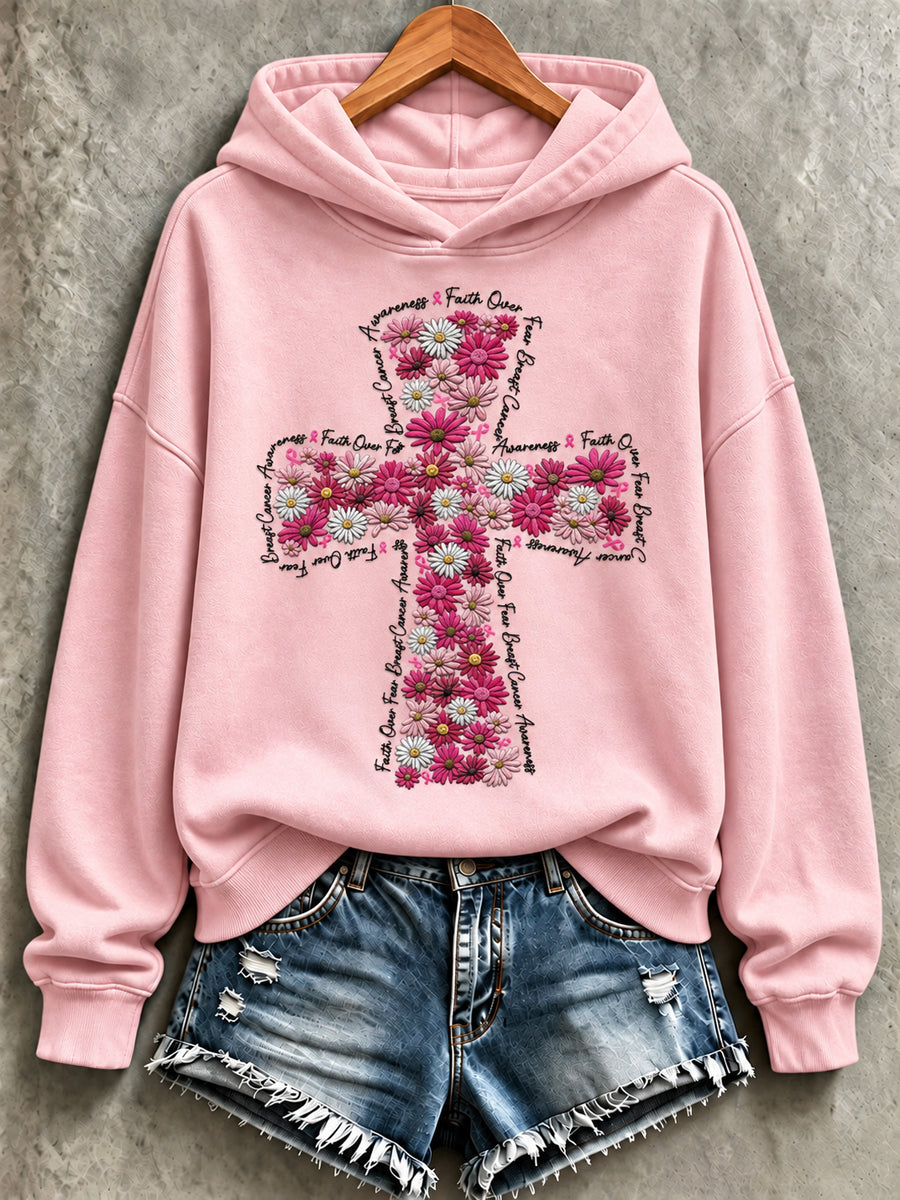 Women's Breast Cancer Faith Print Sweatshirt