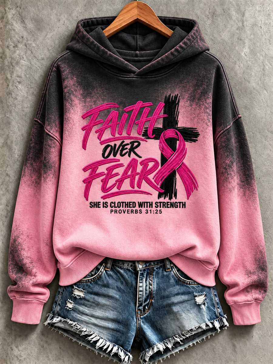 Women's Breast Cancer Faith Print Sweatshirt
