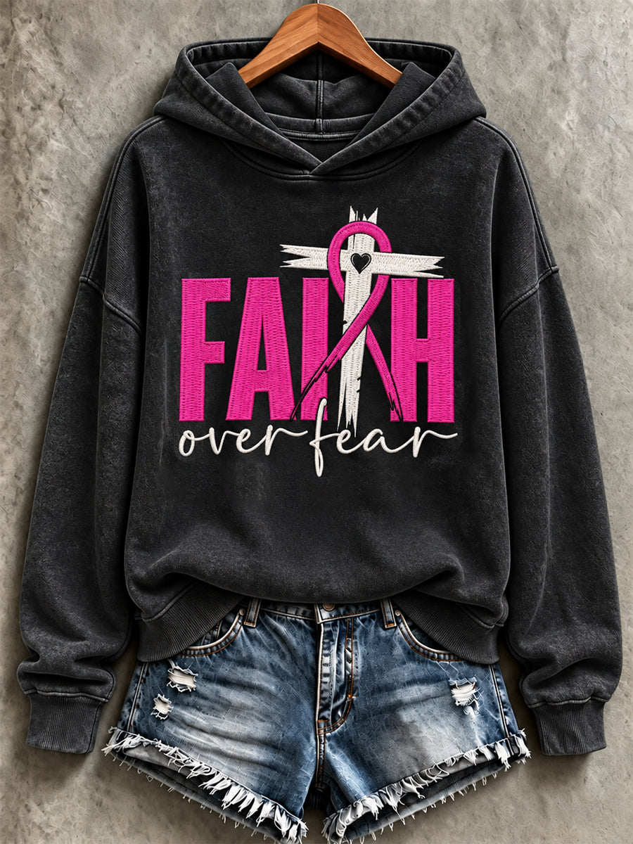 Women's Breast Cancer Faith Print Sweatshirt
