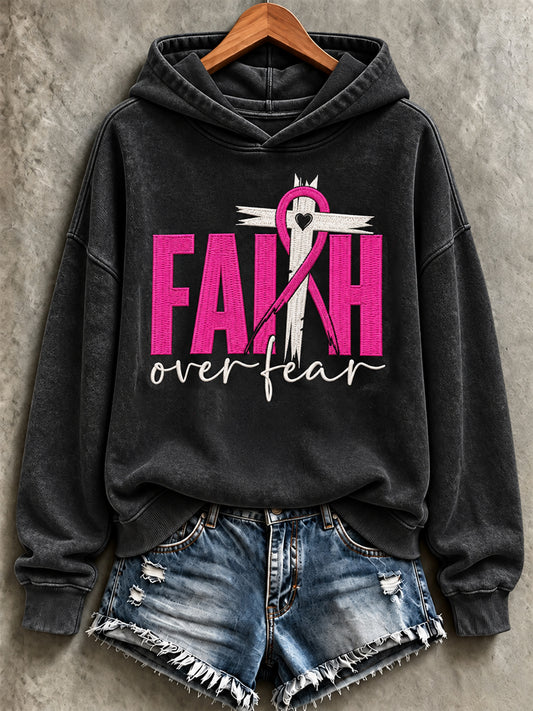 Women's Breast Cancer Faith Print Sweatshirt