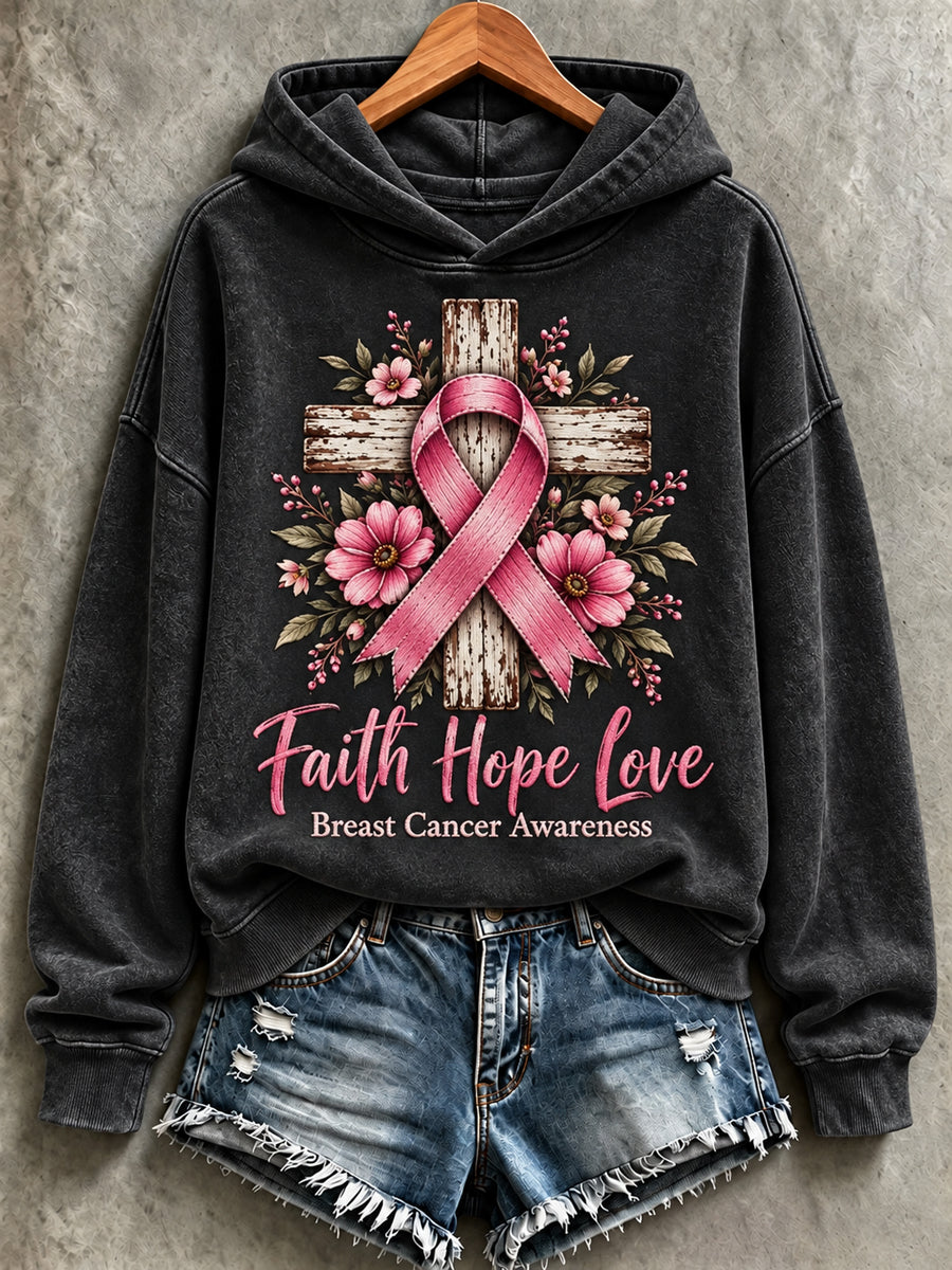 Women's Breast Cancer Faith Print Sweatshirt