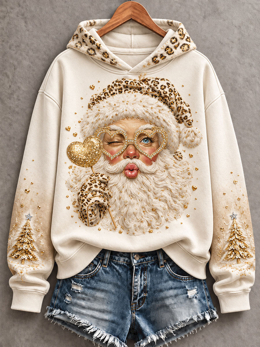 Women's Funny Santa Merry Christmas Art Printed Hoodie