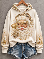 Women's Funny Santa Merry Christmas Art Printed Hoodie
