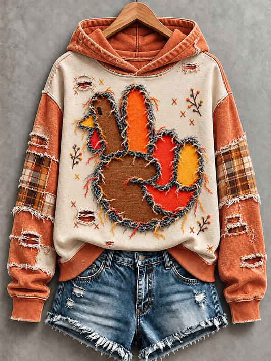Women's Cute Thanksgiving Turkey Art Hoodie