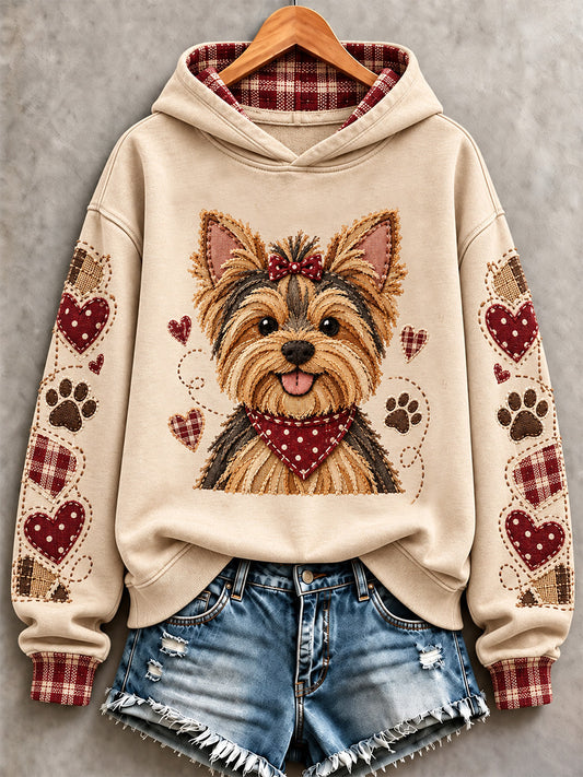 Women's Cute Patchwork Dog Print Hoodie