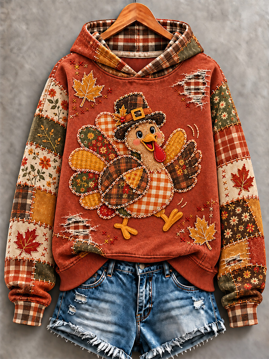 Women's Thanksgiving Turkey Print Hoodie