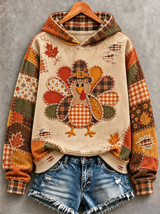 Women's Thanksgiving Turkey Print Hoodie
