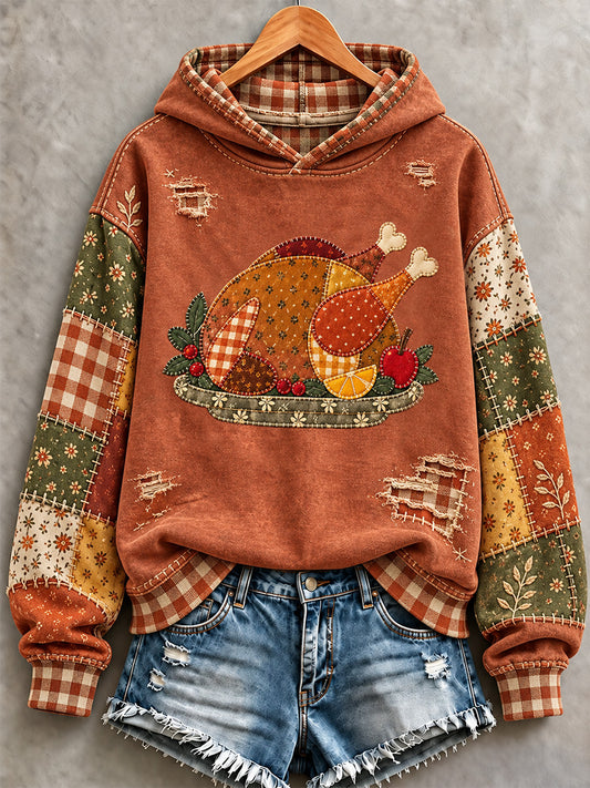 Women's Thanksgiving Turkey Print Hoodie