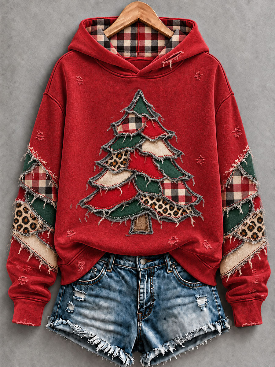 Women's  Vintage Christmas Tree  Art Regular Hoodie