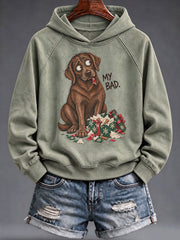 Women's Funny Christmas Dog Print Hoodie