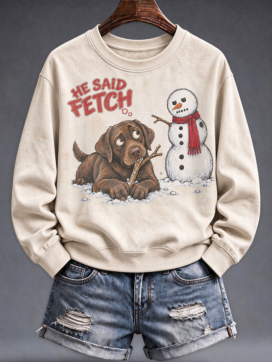 Women's Funny Christmas Dog Print Sweatshirt