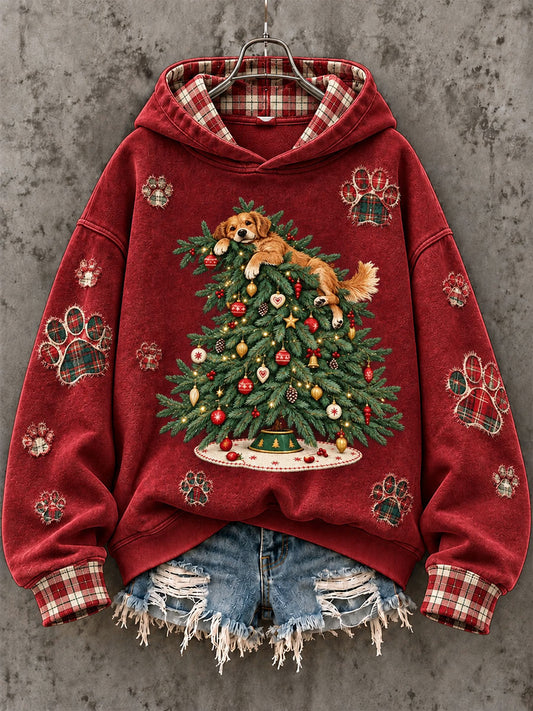 Women’s Golden Retriever Christmas Tree Print Sweatshirt
