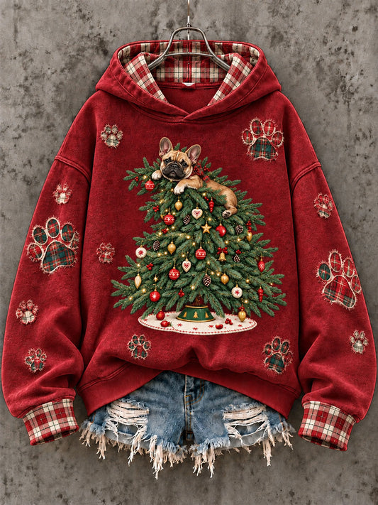 Women’s French Bulldog Christmas Tree Print Sweatshirt