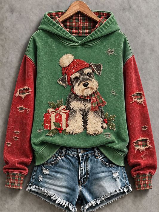 Women's Christmas Funny Dog Print Regular Hoodie