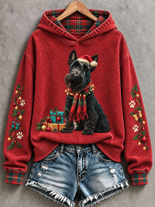 Women's Christmas Funny Dog Print Regular Hoodie