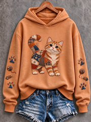 Women's Patchwork-style cat print Regular Sweatshirt