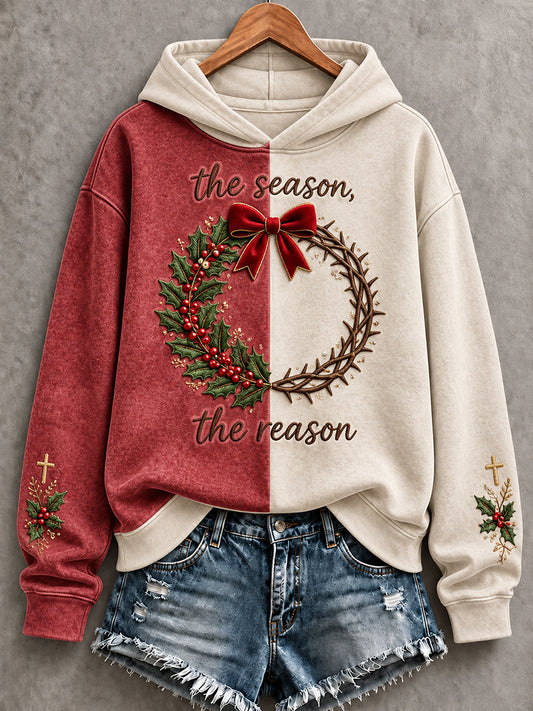 Women's Merry Christmas Faith The Season The Reason Printed Hoodie