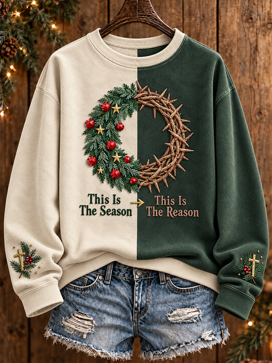 Women's Merry Christmas Faith The Season The Reason Printed Sweatshirt