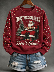 Women's 'Christmas Calories Don’t Count ' Fun Print Casual Sweatshirt
