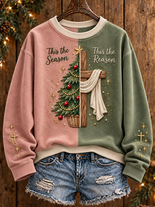 Women's Merry Christmas Faith The Season The Reason Printed Sweatshirt
