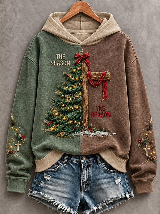 Women's Merry Christmas Faith The Season The Reason Printed Hoodie