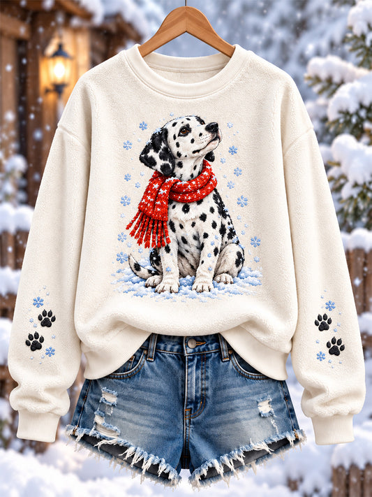 Women's Cute Dog Print Flannel Sweatshirt