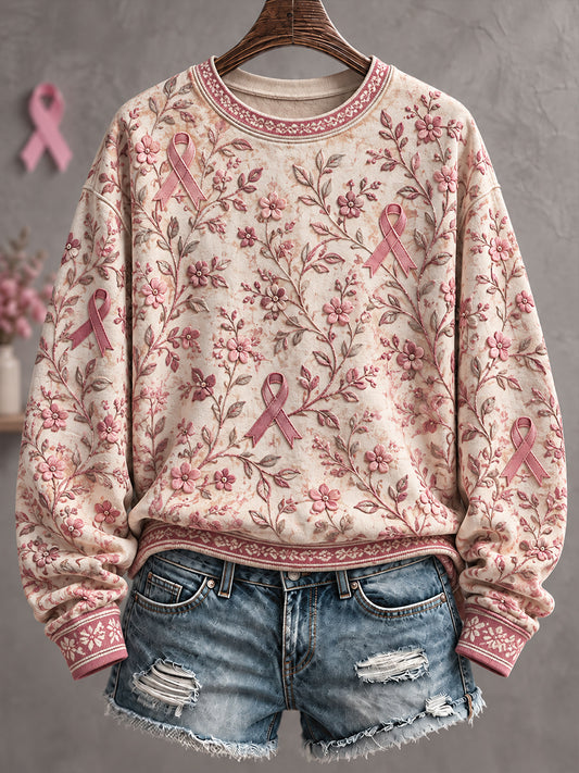 Women's Breast Cacner Awareness Art Printed Sweatshirt