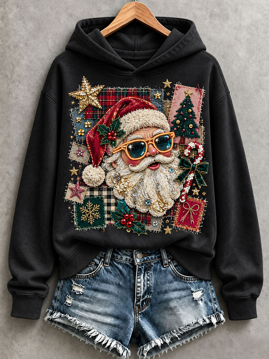 Women's Santa Patchwork Art Hoodie