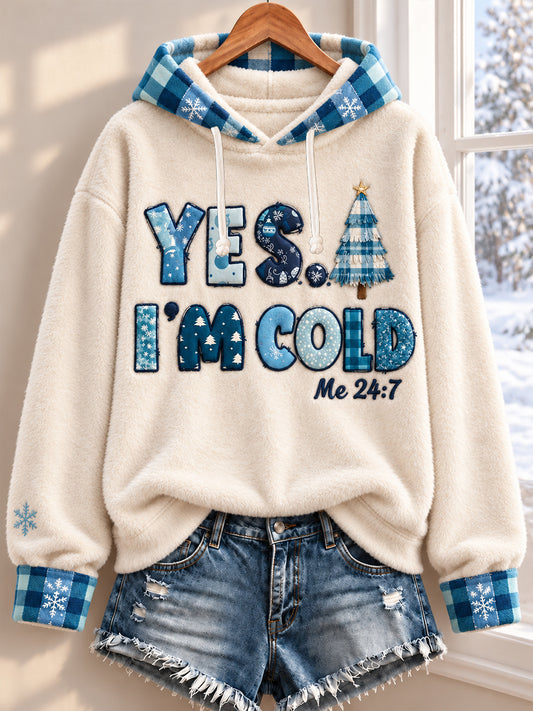 Women's Cozy Winter Season Art Printed Flannel Hoodie