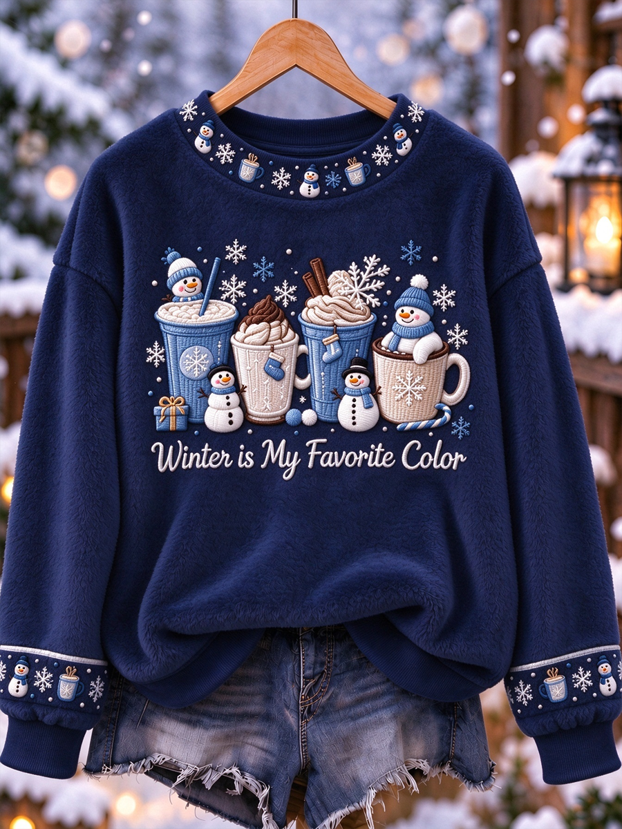 Women's Winter is My Favorite Color Printed Flannel Sweatshirt