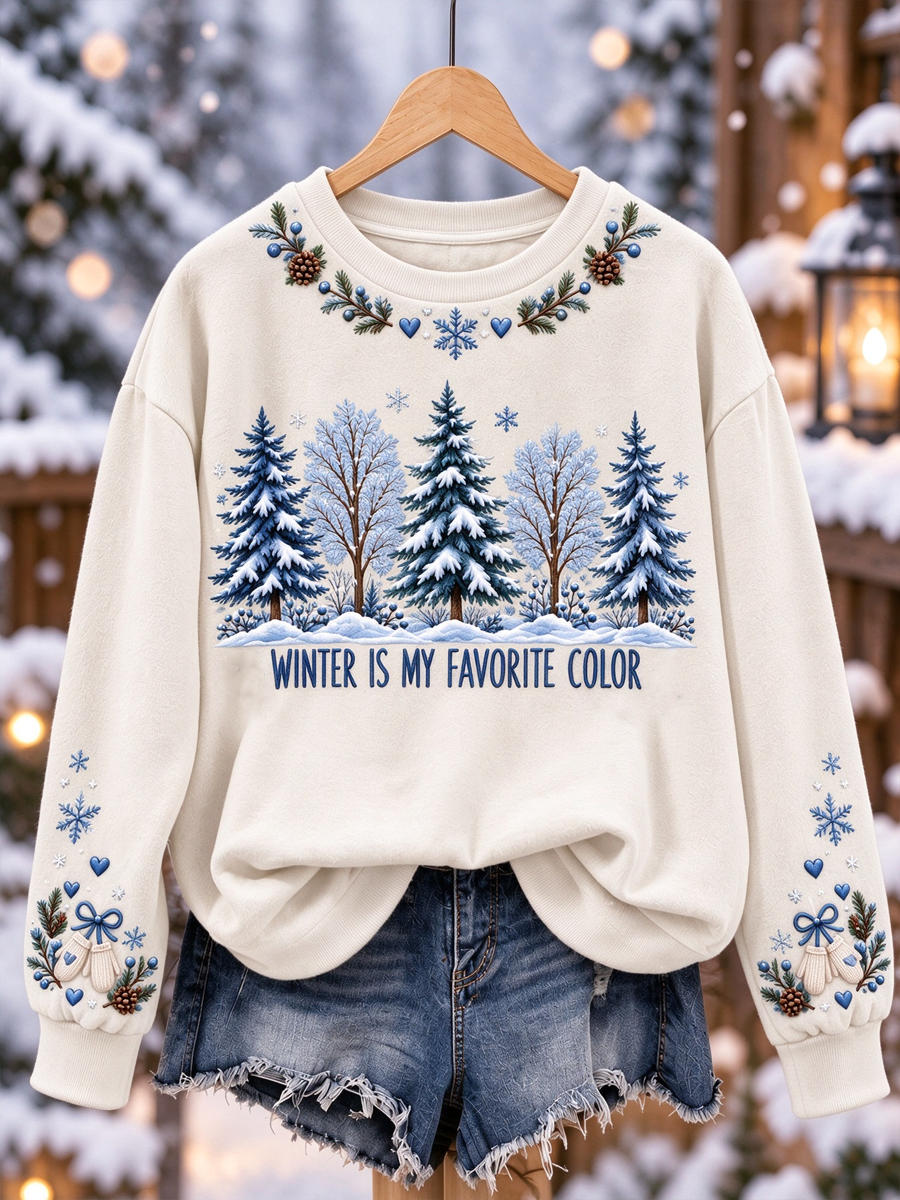 Women's Winter is My Favorite Color Printed Regular Sweatshirt