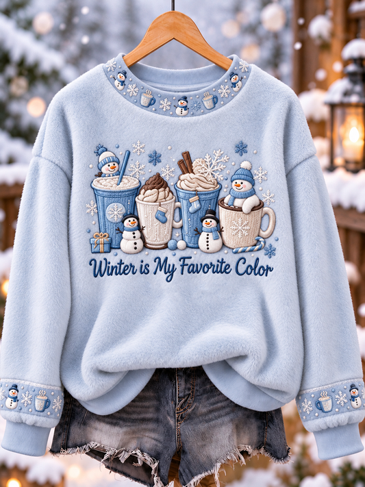 Women's Winter is My Favorite Color Printed Flannel Sweatshirt