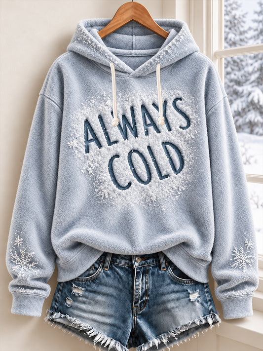 Women's Cozy Winter Season Art Printed Flannel Hoodie