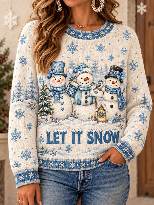 Women's Cozy Winter Season Art Printed Sweater