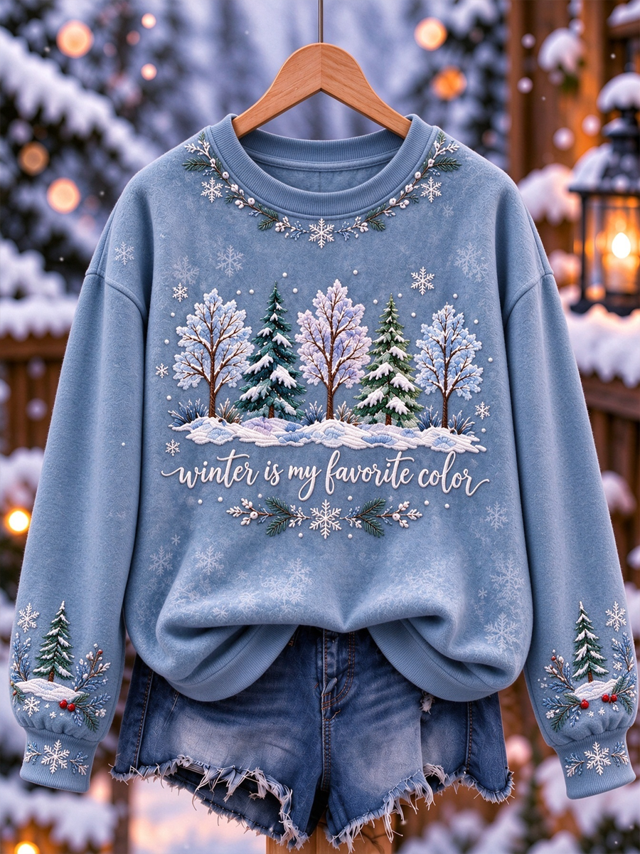 Women's Winter is My Favorite Color Printed Regular Sweatshirt