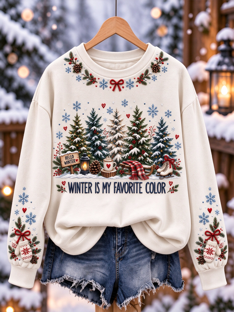 Women's Winter is My Favorite Color Printed Regular Sweatshirt