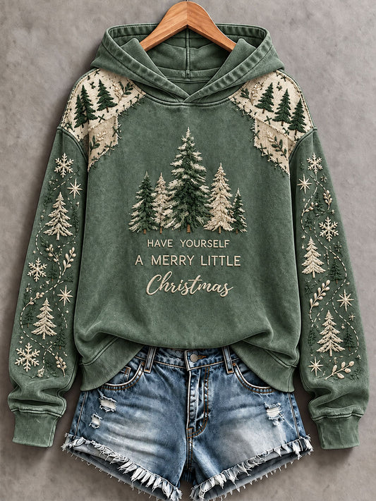Women's 'Have Yourself a Merry Little Christmas' Print Casual Hoodie