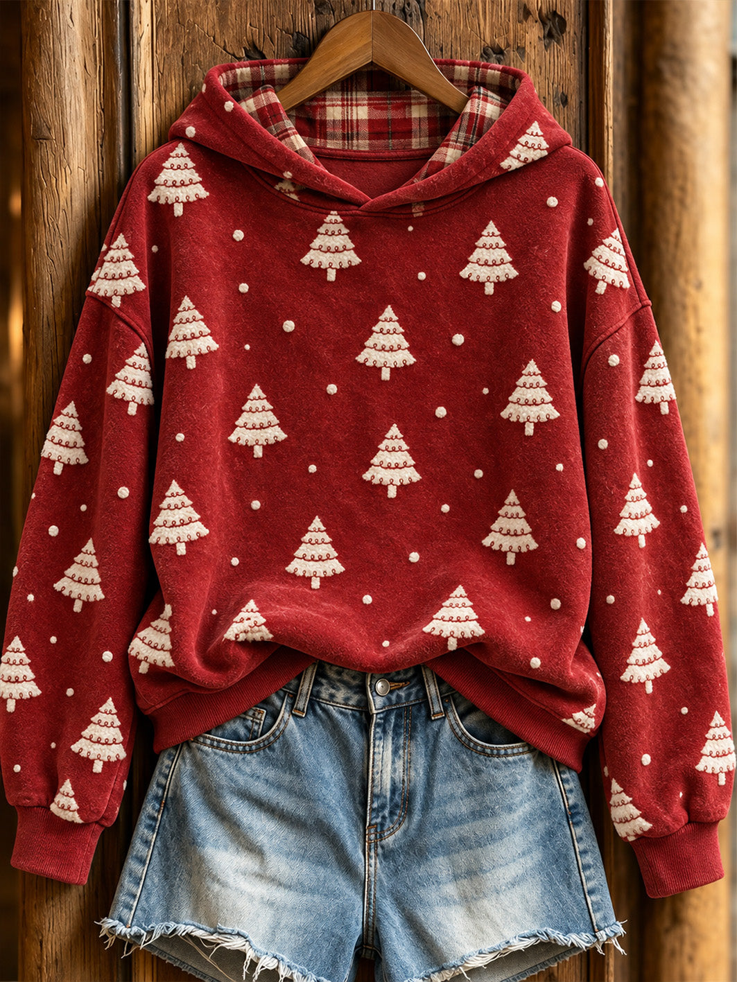 Women's Christmas Tree Pattern Causal Hoodie