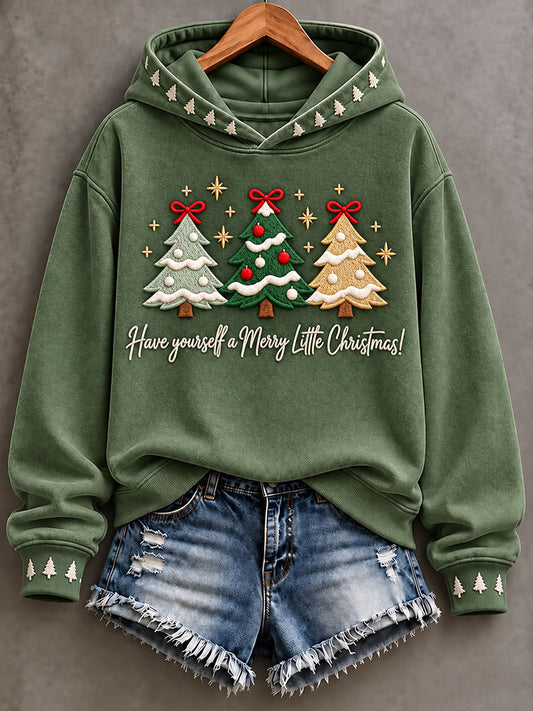 Women's 'Have Yourself a Merry Little Christmas' Print Casual Hoodie