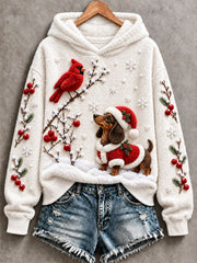 Women's Christmas Dog Print Casual Hoodie