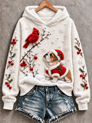 Women's Christmas Dog Print Casual Hoodie